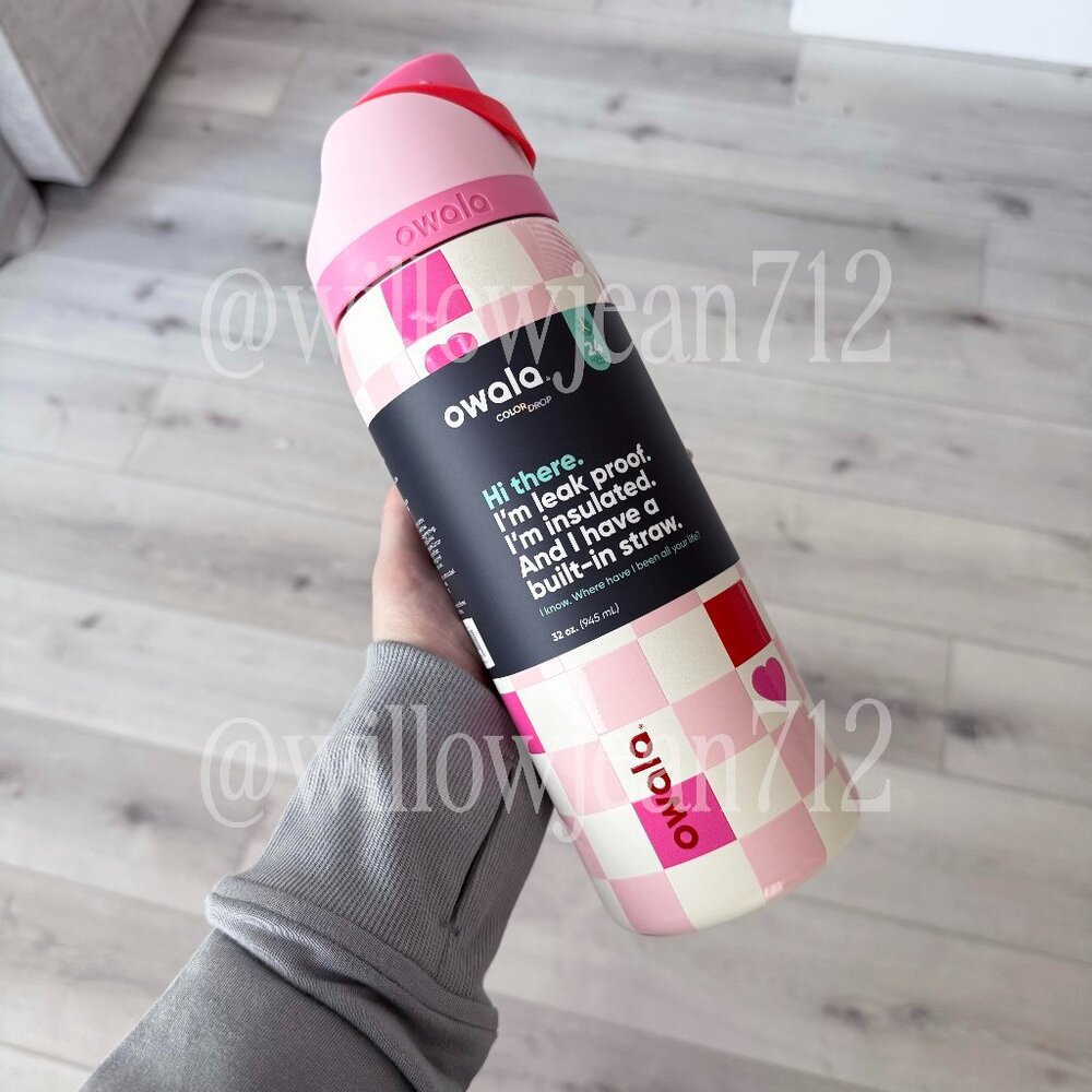 "Check Me Out " Owala Valentine's Day Color Drop - 32 oz Freesip - Limited Ed.